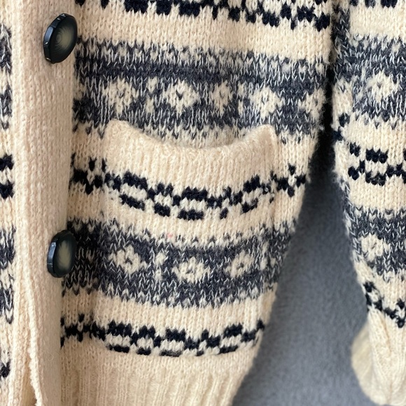 Tundra Wool Sweater, Pure Wool Cardigan, Size Small, Black, Grey, Beige Sweater, - Picture 11 of 12
